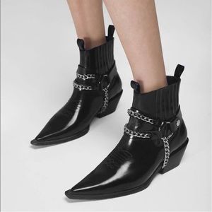 ANINE BING Harris Moto Leather Boot in Black